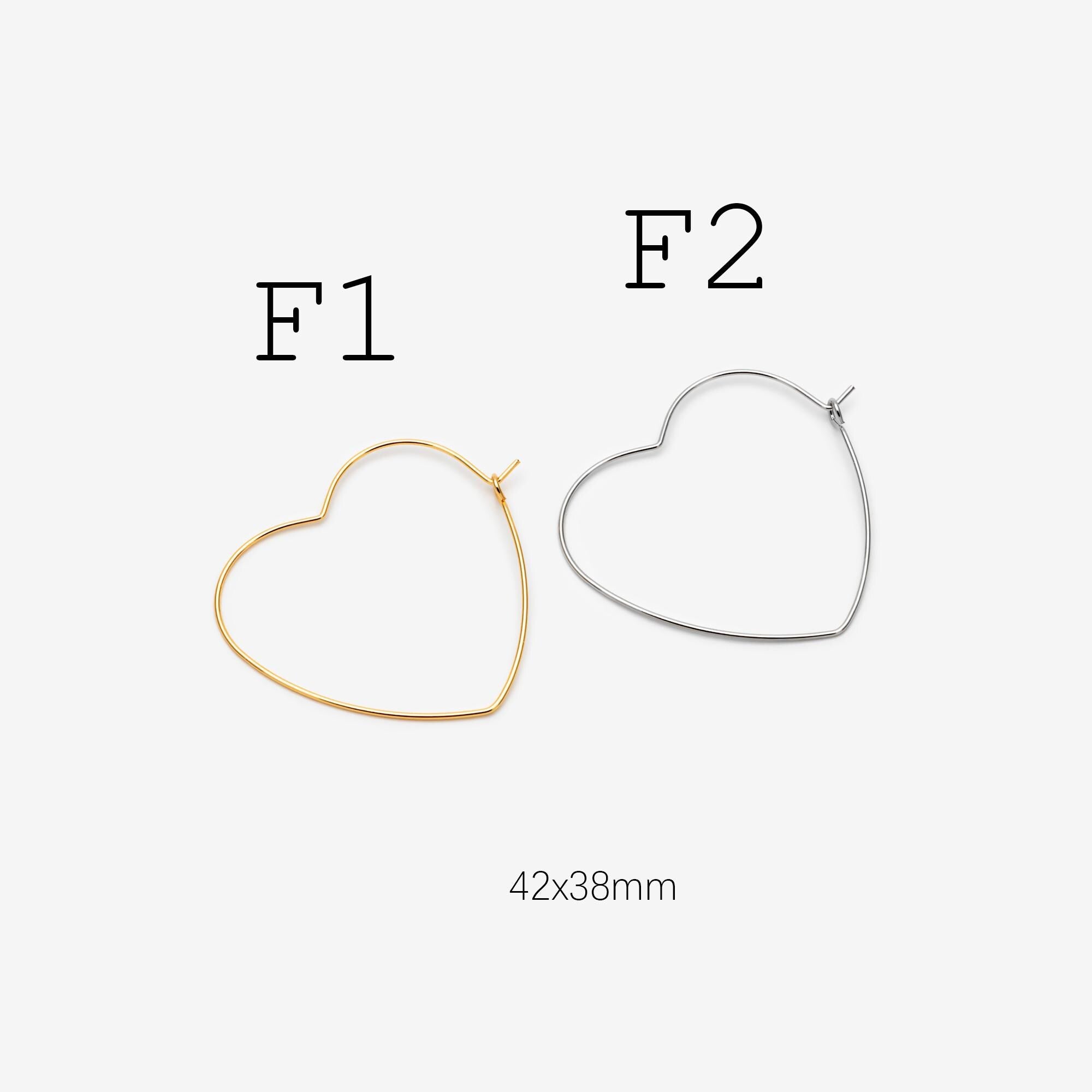 10pcs Gold/ Silver Tone Heart Earring Hoops, Geometric Earring Components (GB-698)